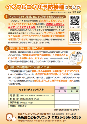 インフルエンザ予防接種について